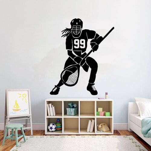 Lacrosse Personalised your number Wall Decal Lacrosse Logo Home Decor Sports Wall sticker for Kids Teens Room Decoration G978