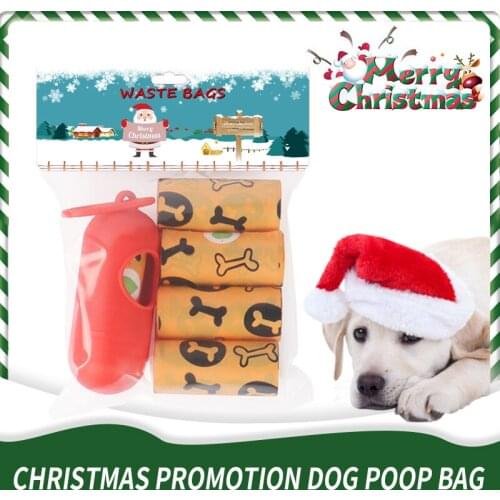 Christmas Special Style Dogs Poop Bag Biodegradable Dog Poop Bags Pet Waste Bags Pink Clean Up Refill Rolls Pet Poop Bags