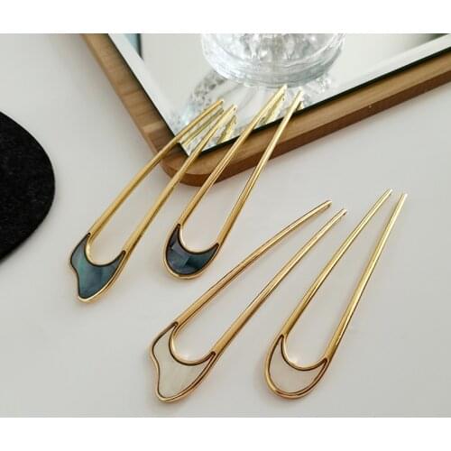 Fashion Metal U-shaped Hair Stick for Women Girls Acetate Hair Clip Bun Maker Tool Hairpins Wedding Jewelry Hair Accessories