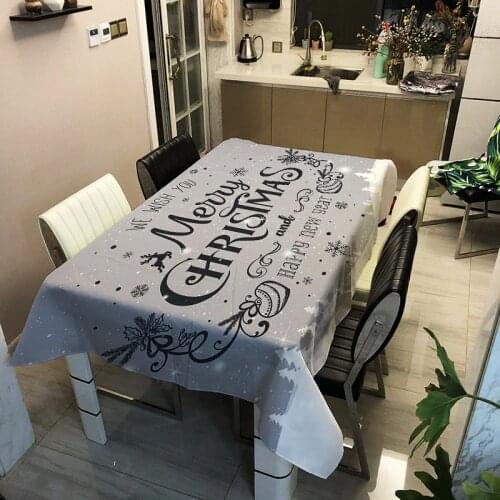 Fashion Sales Christmas Printed Decorative Linen Tablecloth With Oilproof Thick Rectangular Dining Table Cover Tea Table Cloth