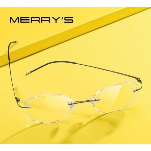 MERRYS DESIGN Titanium Alloy Rimless Glasses Frame For Men Women Round Ultralight Frameless Optical Frames Eyewear S2886