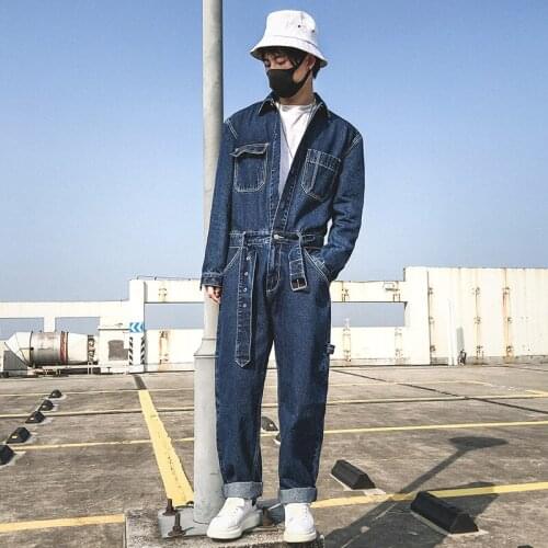 Firmranch Men/Women Vintage Dad Jumpsuit Jeans Pants&Jackets Ins American Casual Straight Long Denim Coverall Siamese Trousers
