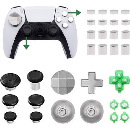 Metal Buttons Set Thumb Grips Analog Stick D-Pad Button Replacement Part For Sony PlayStation 5 PS5 Controller Gamepad