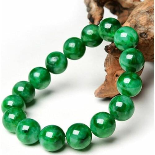 Natural Green Jade Jadeite Round Gemstone Beads Stretchy Bracelet Bangle 12MM
