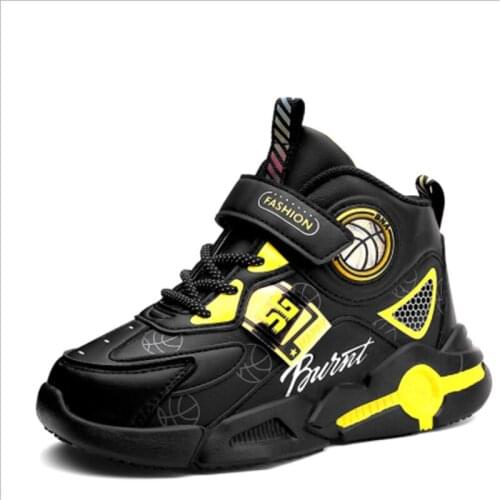 Fall/Winter New Kids Shoes Boys Basketball Sports Shoes Lightweight Children Leather Waterproof Casual Walking Shoes