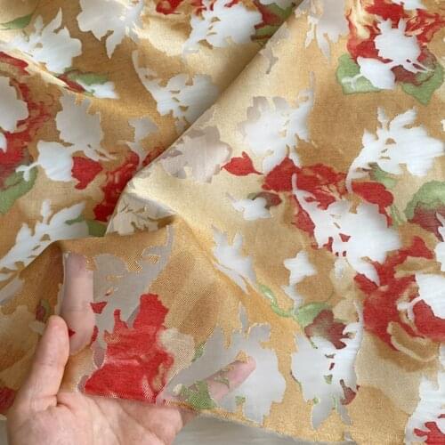 NW63 Summer Yellow Pleated Gauze Hard Mesh Fabric/Fashion Gauze Clothe/Modelling DIY Materials/Designer Clothes Fabric