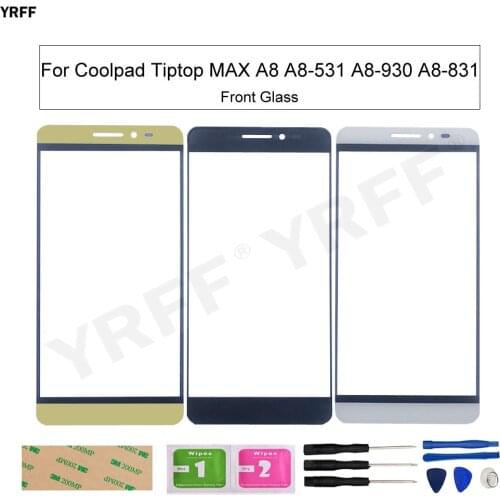Phone Front Glass Panel For Coolpad Tiptop MAX A8 A8-531 A8-930 A8-831 (No Touch Screen) Outer Glass Cover Assembly Parts