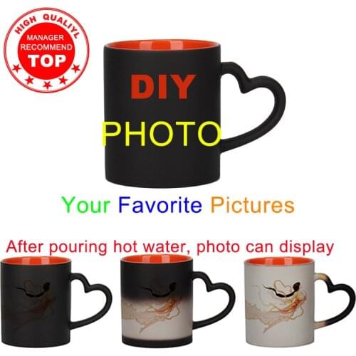 Custom picture inside Red color Mug DIY Ceramic mug customize picture gift hot water show image photo Ceramic cup