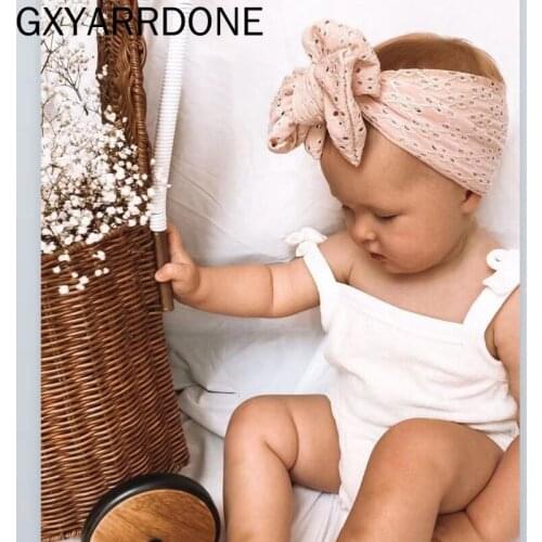 2021 New Hollow Holes Bowknot Headband For Baby Girls Summer Turban Top Hair Band Lace Hair Bow Kids Headwrap Hair Accessories