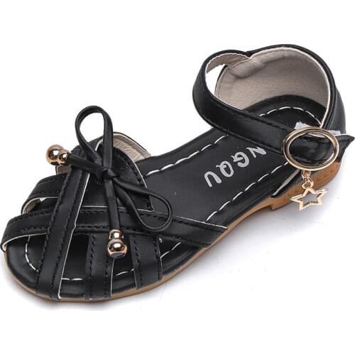 Girls Sandals Summer Breathable Flat Sandals Butterfly-knot Star Pendant Soft Bottom Kids Girls Princess Hook & Loop Beach Shoes