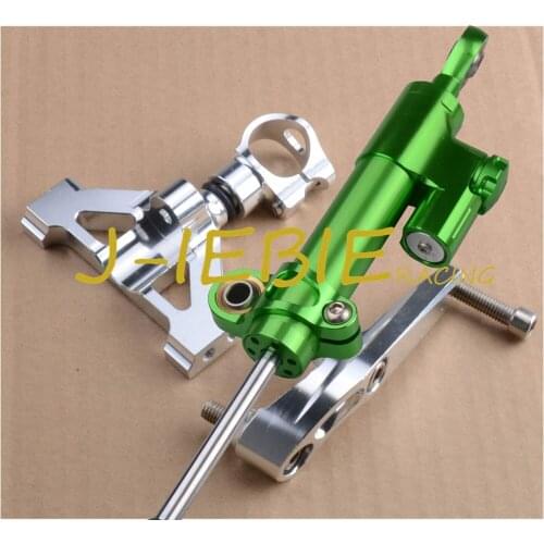 CNC Steering Damper Stabilizer and Silver Bracket Mounting For KAWASAKI Ninja ZZR1400 ZX14R 2006-2012 2007 2009 2011 2010 2008