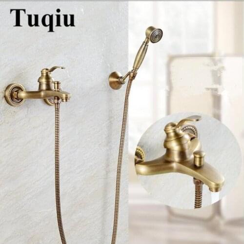 Vidric Bathtub Faucets Wall mounted Antique Shower Faucets For the Bath Solid Brass Bathroom Shower Crane without Slid Bar Mixer
