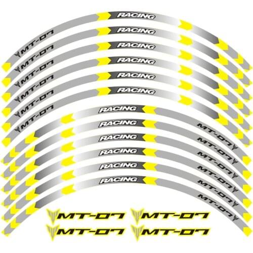 High quality 12 Pcs Motorcycle MT07 Wheel decals stripe Reflective Rim Sticker For Yamaha MT-07 MT07