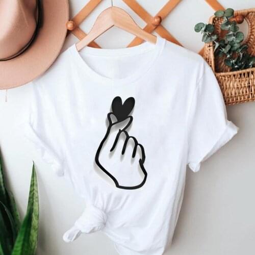 Women Summer Tshirts Love Sweet Trend Cartoon Kawaii Fashion Short Sleeve Clothes Graphic T Top Lady Print Female Tee T-Shirt