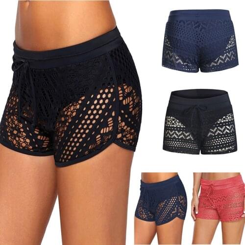 Shiying swimsuit womens Jacquard lace solid color flat pants womens four corner hot spring conservative swimming shorts New