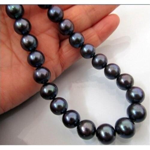 10-11MM TAHITIAN AAA+ NATURAL BLACK PEARL NECKLACE 18 INCH
