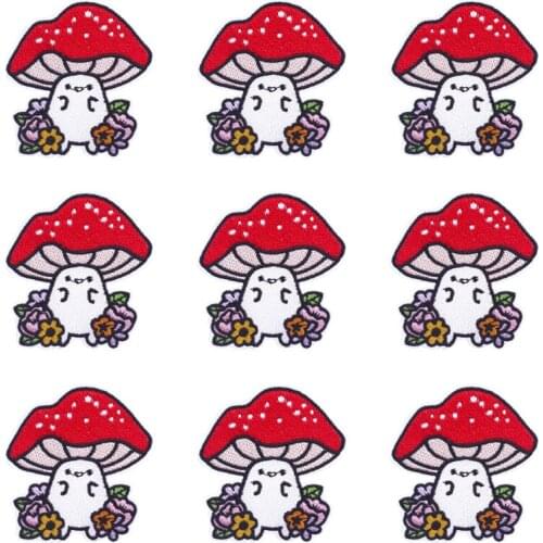 10Pcs/Set Cute Mushroom Patch For Clothing Iron On Embroidered Patches For Clothes Appliques For DIY T-shirt Badges Flower Patch