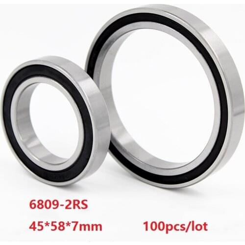 100pcs/lot 6809-2RS 6809RS 6809 2RS 45*58*7mm High Quality Double rubber cover Thin Wall Deep Groove Ball bearing 45×58×7mm