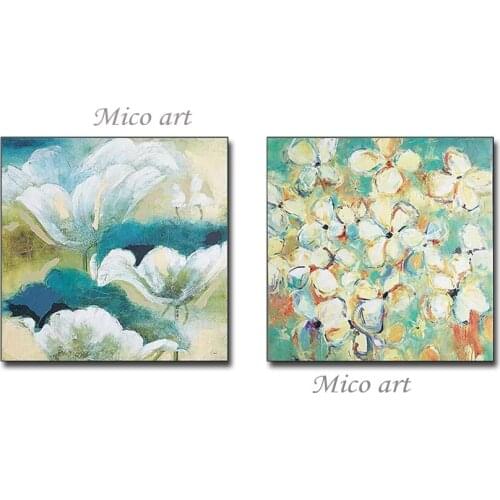 2PCS Abstract Flower Art Hand-painted Textured Canvas Oil Painting Artwork Latest Wall Decoration Flowers Paintings For Hotel