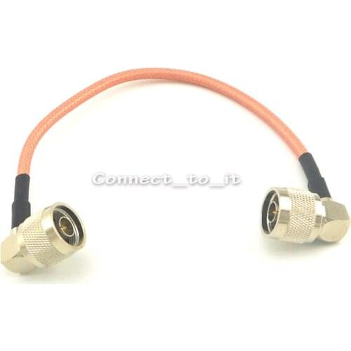 2 pcs/lot Extension cord N to N Male to Male Plug Right Angle Connector RF Adapter Pigtail Jumper Cable RG142 20CM