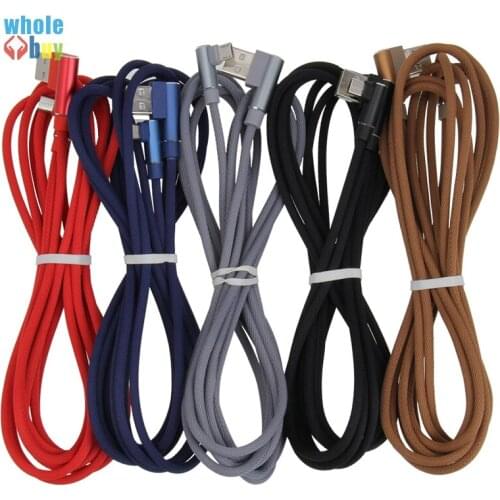 300pcs Micro USB Cable 2A 90 Degree Elbow Fast Charging Charger USB Cord Nylon Braided Data Cables for Huawei Android Phone