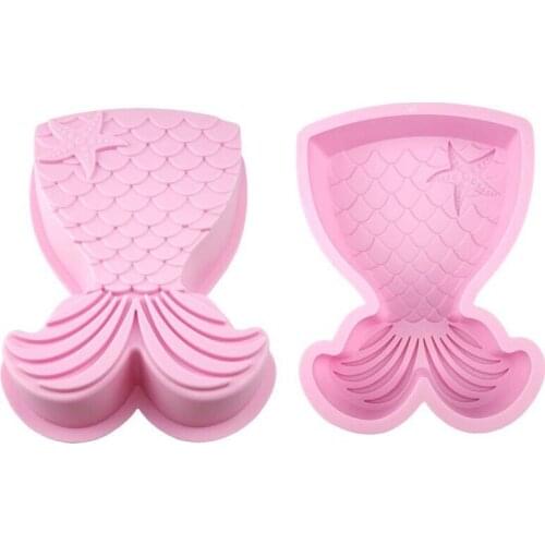 3D Large Mermaid Tail Pastry Bread Tray Mold Handmade Chocolate Cake Baking Tools DIY Fondant Cake Silicone Mold Resin Crafts