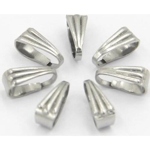50pcs 304 Stainless Steel Snap Bail Hook Pinch Clip Pendant Connectors for Necklace Jewelry DIY Craft Making