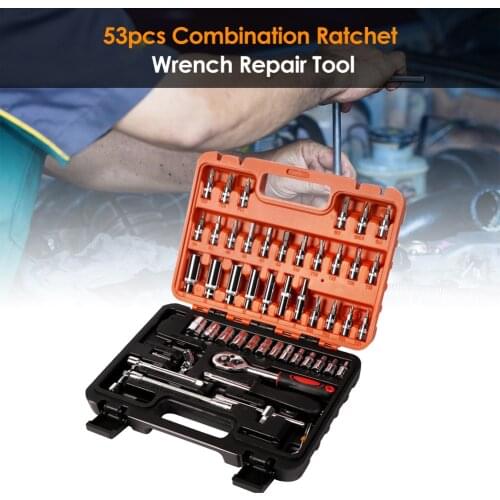 53pcs Combination Ratchet Wrench Socket Spanner Automobile Car Repair Tool
