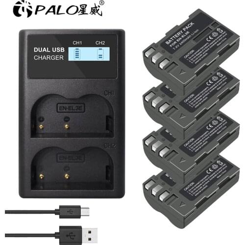 EN EL3e 2400mAh 7.4v Camera Battery LCD USB charger for Nikon D70 D70S D80 D90 D100D200 d300 D300S D700 ENEL3E Digital Batteries