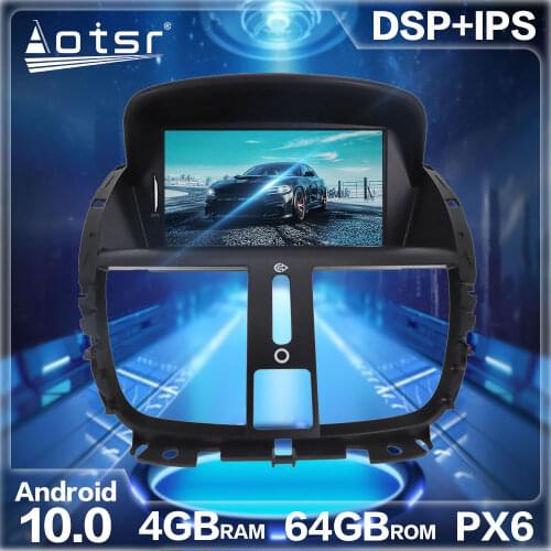 Aotsr Android 10.0 RAM 4 + ROM 64G Car Radio GPS Navigation DSP For Peugeot 207 2007-2014 Car Auto Stereo Multimedia DVD Player