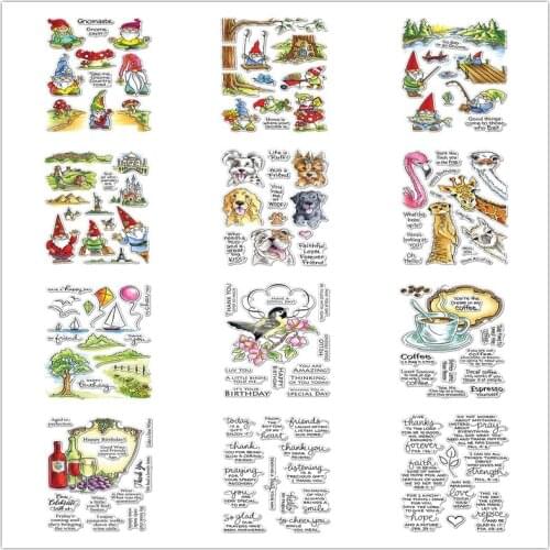 Gnome Santa Claus Fishing Entertainment Mixed Element Architecture Animals Sentences Metal Cutting Dies With Clear Stamps 2020