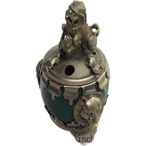 Chinas Tibet silver lion. Jade incense burner