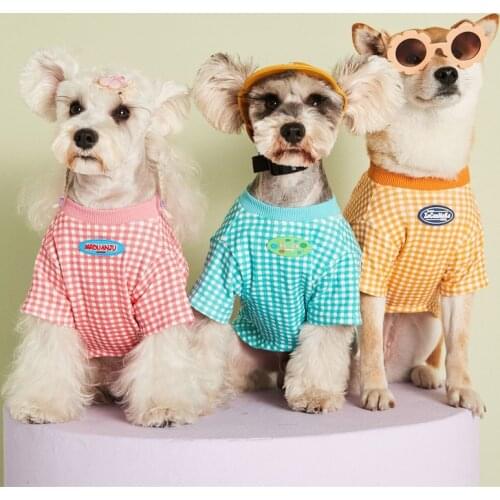 Plaid Dog Tshirt for Small Medium Dogs Lovely French Bulldog Clothes Summer Fashion New Dog Costume Puppy Clothing Dropshipping