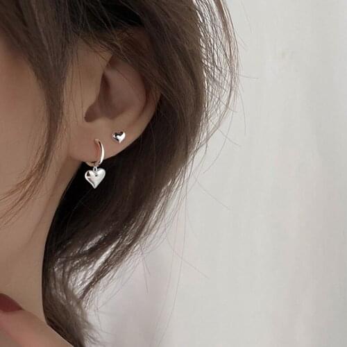 2 Pcs Heart Hoop Earrings For women Geometric Hanging Earrings Female Fashion Modern Jewelry Accessories Enamel Stud Earrings