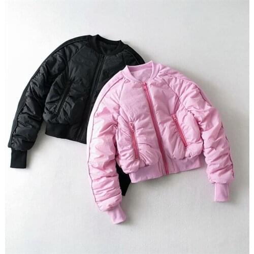 MESTTRAF Women 2021 Fashion Bomber Jacket Warm Zipper Pockets Winter Coat Female Jacket Streetwear