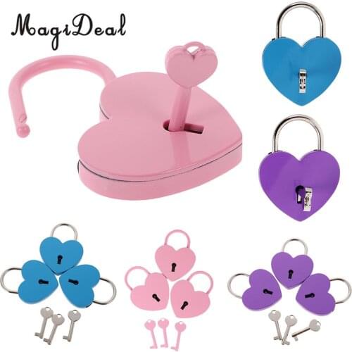 MagiDeal Vintage Heart Shape Padlock with Key Travel Locker Set Pendant Hens Stag Night Party Favors Gifts