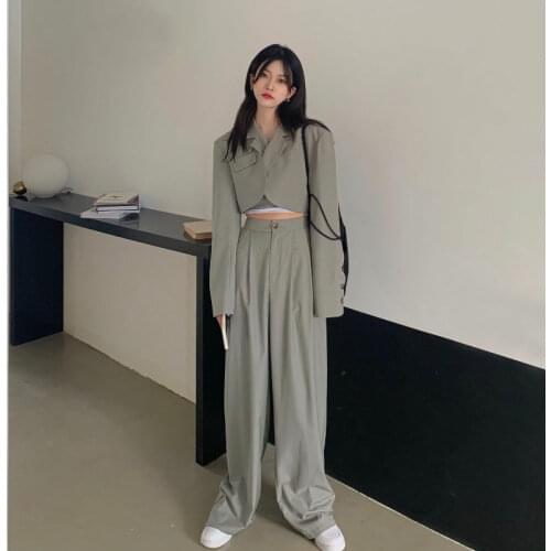 Fashion Casual Style Women Suit Autumn Black Street Suit New Short Small Jacket Coat Sweet Elegant Lady Girl Pant Suit