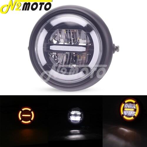 Motorcycle 7" 12V-24V Round LED Hi/ Lo Beam DRL Lighting Headlight Headlamp For Harley Cafe Racer Bobber Chopper Custom