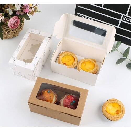 2 4 6 Holes Marble Cake Boxes Cupcake Window Pastry Packaging Box Treat Children Birthday Chocolate Box Cookie Sweets