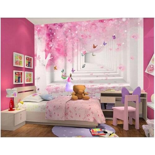 Wall paper 3 d custom photo Pink Cherry Butterfly Childrens Room home decor 3d wall murals wallpaper for bedroom walls