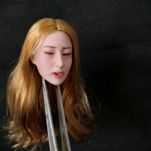 New 1/6 Scale Female Head Carving Asian Beauty Sleeping Girl Head Sculpt For 12 Inch Female Body