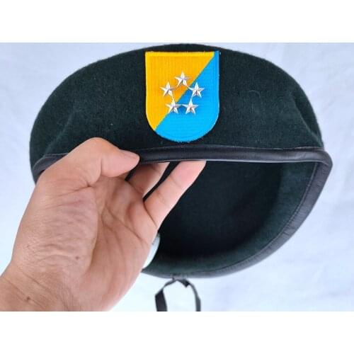 New US Army 8th Special Forces Group Wool Green Beret OFFICER 5 STAR GENERAL RANK INSIGNIA Military Hat Cap 1963~1972