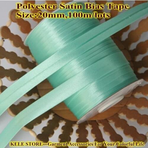 Free shipping-Polyester Satin Bias Binding Tape, size: 20mm,Bias tape ribbon for 100m/lot ,material For DIY sewing garment