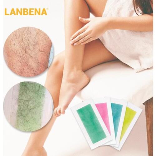 LANBENA 20pcs Summer Professional Hair Removal Wax Strips For Depilation Double Sided Cold Wax Paper For Bikini Leg Body Face