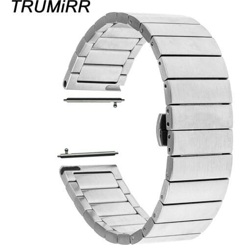 20mm Stainless Steel Watchband Quick Release Strap for Ticwatch 2 42mm Smart Watch Band Butterfly Buckle Belt Wrist Bracelet