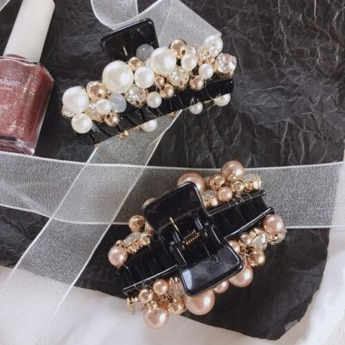 Luxury Pearls Hairpins Hair Ornaments Trendy Hair Clip Shiny beads Crab Hair Claws For Women Girl Accessories Headwear