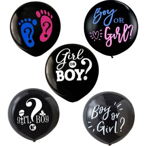 1 Set Giant Boy Or Girl Gender Reveal Black Latex Balloon Baby Shower Confetti Ballons Birthday Gender Reveal Party Decoration