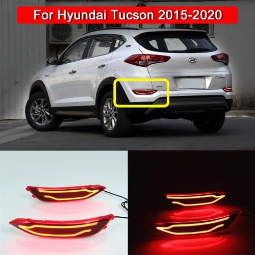 LED Rear Bumper Reflector Lamp Two Function Tail Brake Signal Light And Red Running Light For Hyundai Tucson 2015 2016 2017-2020