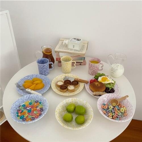 Specialty Plates Ceramic Tableware Vajilla Ppatos de jantar Point Round Plate For Food Salad 접시 керамическая посуда Plate