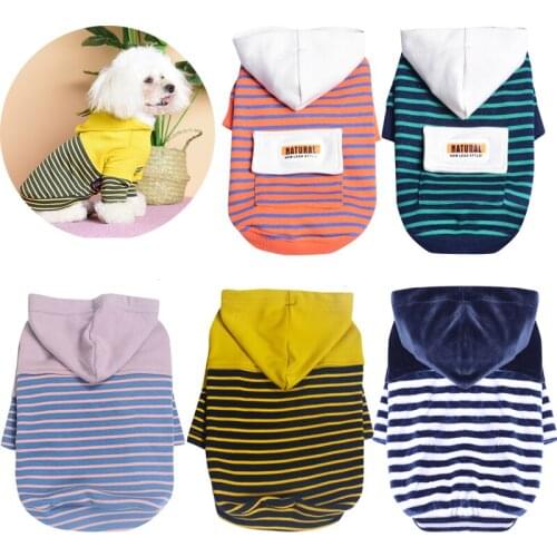 Spring Autumn Puppy Cat Dog Hoodie Sweater Stripe Pet Clothes for Small Dogs Yorkies Maltese Hooded Sweatshirt mascotas Clothing